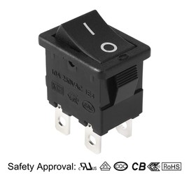 Sourcingmap 5Pcs AC 12A/125V 10A/250V DPST 4P 2 Position I/O On Off Button Boat Rocker Switch