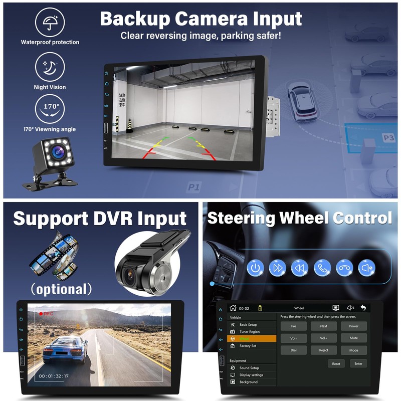 UNITOPSCI 9 Inch Single Din Wireless Apple CarPlay Android Auto