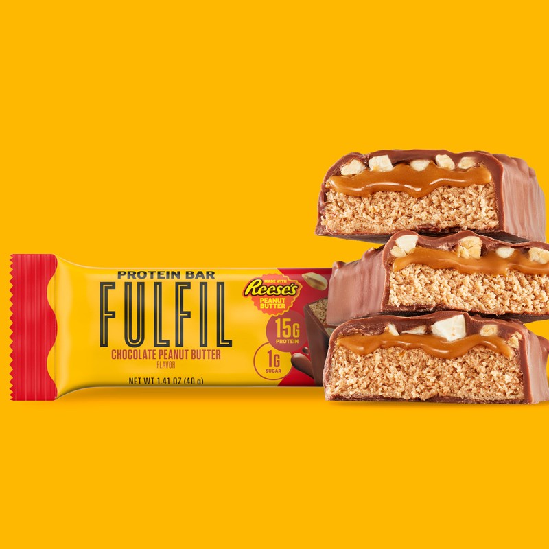 FULFIL Chocolate Peanut Butter Flavored Protein Bar Made with REESE's