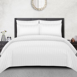 Pamposh Satin Stripe Single Duvet Cover Set - Premium Hotel Quality Quilt Cover Bedding Sets - Hypoallergenic Ultra Soft Microfiber Bed Linen