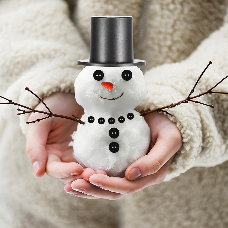 NIYANGLE Christmas Snowman Kit, Mini Black Hats Nose & Buttons