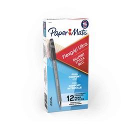 Paper Mate Black FlexGrip Ultra Ball Point Pens Medium [Pack of 12]