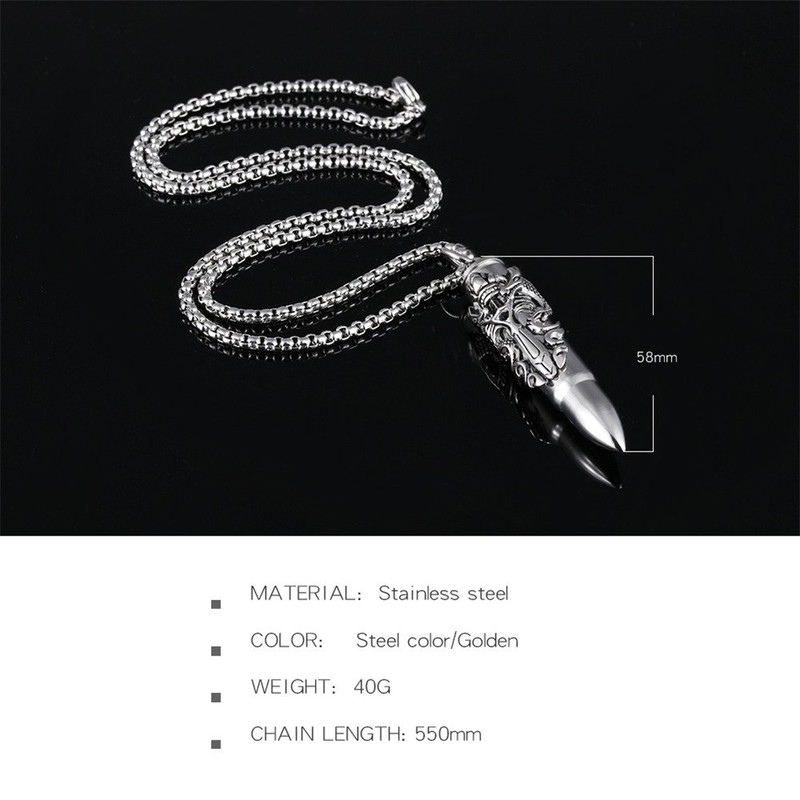 PAURO Men's Stainless Steel Bullet with Sword Double Dragon Openable