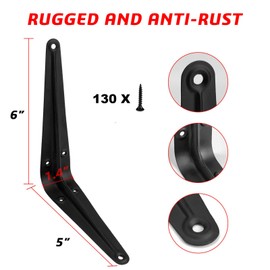 20 Pack 6 inch Shelf Brackets for DIY Floating Shelf, Heavy Duty Black Iron Metal Wall Bracket Shelf Bracket, Decorative Corner Brackets Joint Angle Bracket