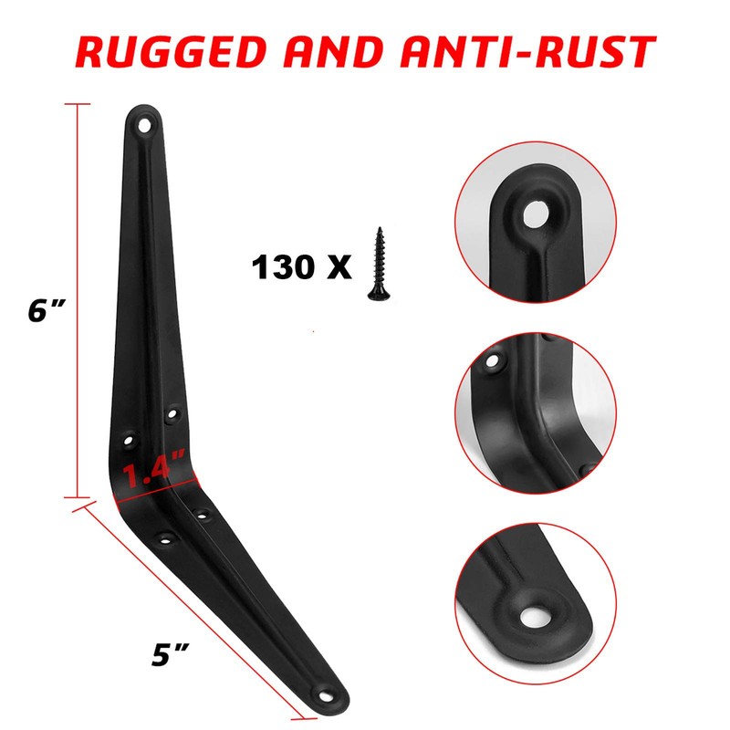 20 Pack 6 inch Shelf Brackets for DIY Floating Shelf,