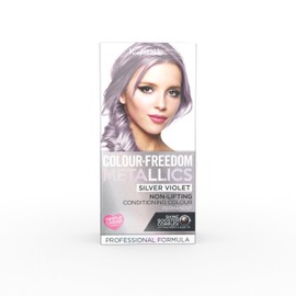 Colour Freedom Metallic Permanent Silver Violet Conditioning Hair Dye. Infused with Shea Butter and Argan Oil for Ultra Glossy Conditioned Hair. 100% grey coverage. By Knight & Wilson.