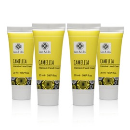 Leo & Lilo Set of 4 Camellia Hand Cream 20 ml - Very Intensive Care for Dry Hands - With Precious Organic Camellia Oil and Camellia Flower Extract