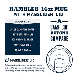 YETI Rambler 14 oz Stackable Mug, Vacuum Insulated, Stainless Steel with MagSlider Lid, Big Sky Blue