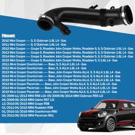 Air Duct Intake Hose Boot Pipe Tube Fits for 2009-2016 Mini Cooper Countryman Paceman R55 R56 R57 R58 R59 R60 R61 N18 Engine 1.6L Replaces 13717607778 13717627501 7627501