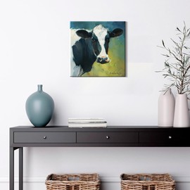 JZLDZS Farmhouse Cow Pictures Wall Decor Country Cow Canvas Wall Art Rustic Wall Decor for Living Room Kitchen Bedroom Bathroom Office, 12x12 Inch Ready to Hang