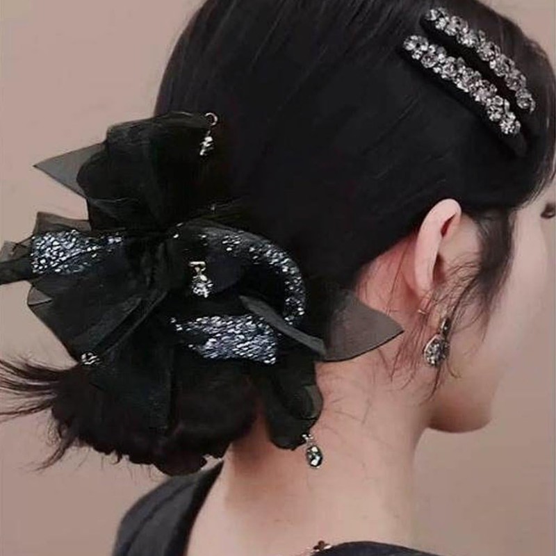 Coletero De Malla con Pedrería, Banda Elástica para Moños, Accesorios