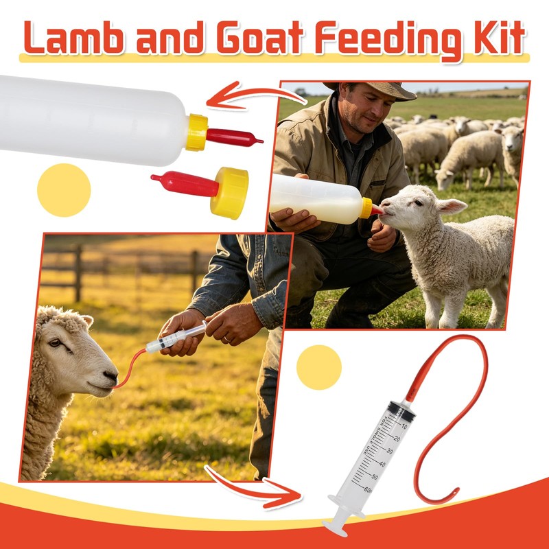 24Pcs Lamb and Goat Kid Feeding Tube Kit Feeding Bottles