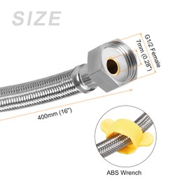 METALLIXITY Faucet Supply Line Connector (400mm/16) 4Pcs, 304 Stainless Steel G1/2 Female to G1/2 Female Water Supply Hose Connector - for Kitchen Bathroom