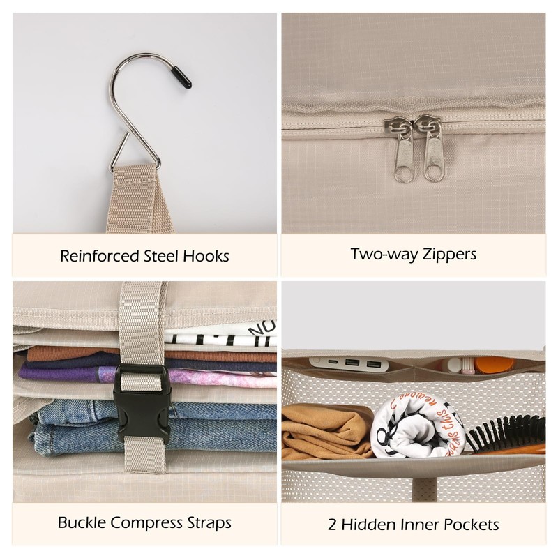 Surblue Hanging 3-Shelf Closet Organizer Foldable Travel Storage Bag for