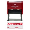 APPROVED w/ By Date Line Self-Inking Office Rubber Stamp (Red)