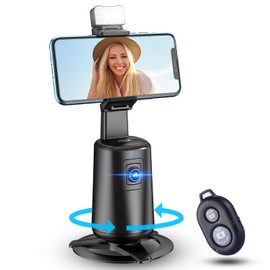 jiangler Auto Face Tracking Tripod 360° Rotating Auto Tracking Phone Stand, No App, Phone Camera Stand with Remote and Gesture Control, Rechargeable Smart Shooting Stand for Live Video Recording Tiktok（Black）