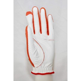 COPPER TECH Plus Woman's Golf Gloves Worn on Left Hand (White/Orange, 19(X-Small, Small))