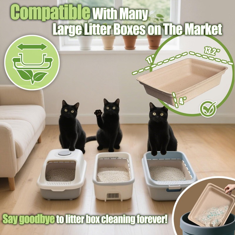 Disposable Litter Boxes for Cats Large: 6-Pack Leak-Proof Sustainable for