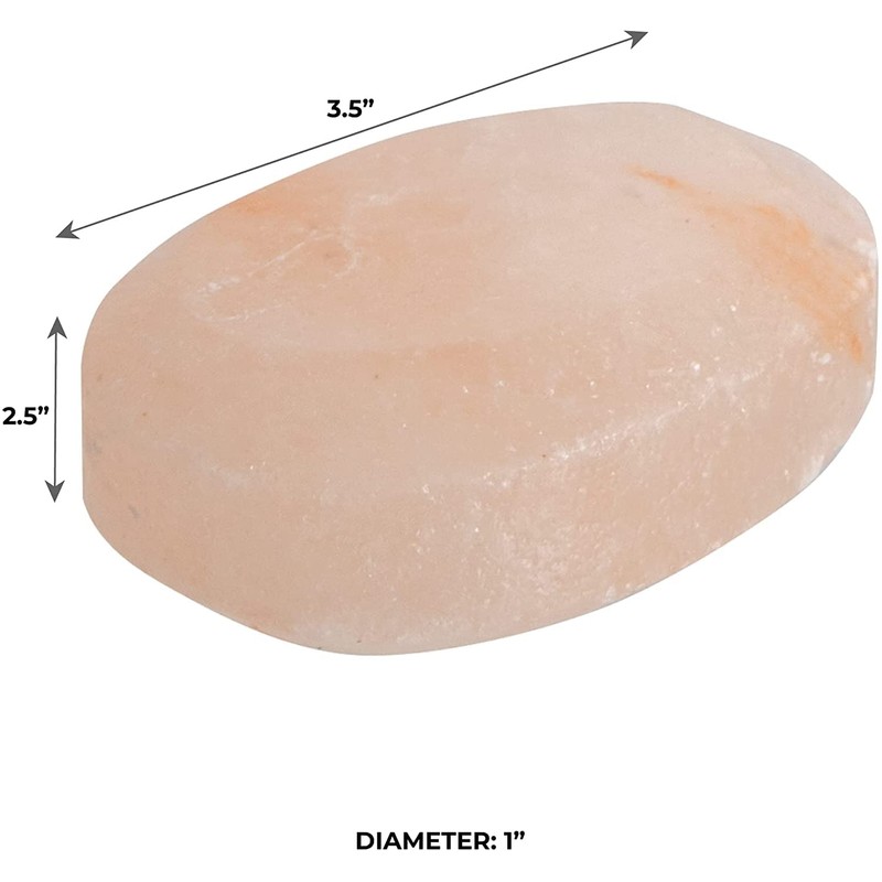 Pure Himalayan Salt Works Flat Oval Massage Stone, Pink Crystal