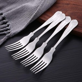 Buyer Star Stainless Steel Dessert Forks Silver Forks King Pattern Cutlery Set of 12 7.25"