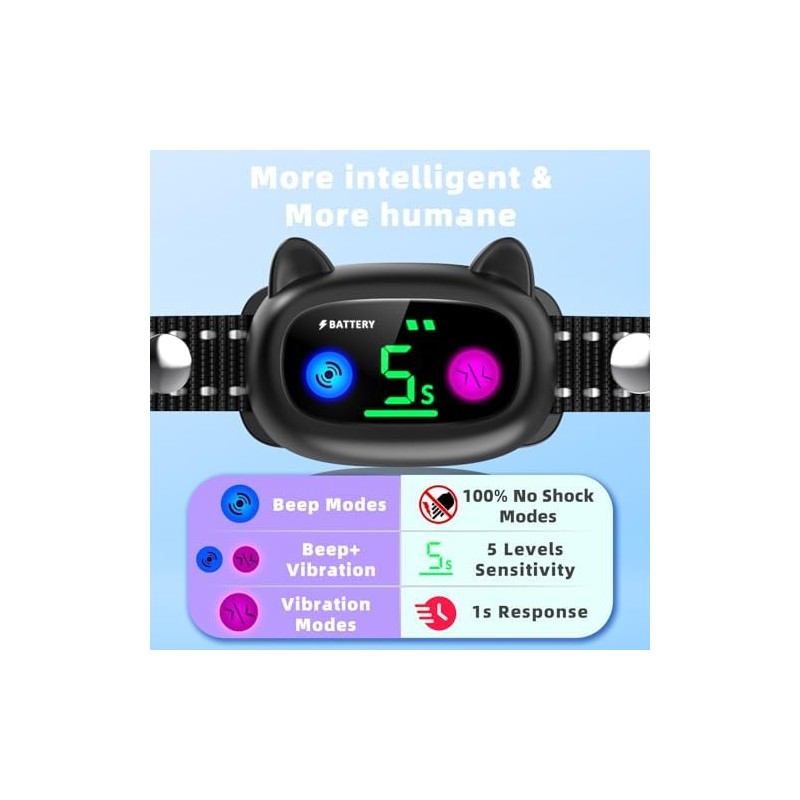 Bark Collar Rechargeable Smart Dog Barking Collar Anti Bark Training