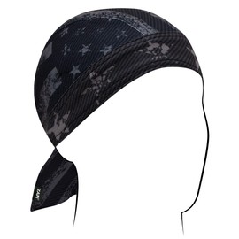 [Zanheadgear] Flydanna SportFlex Helmet Inner Cap, Bandana Cap, Doolag Head Wrap (Carbon Fiber Distressed Flag)
