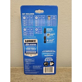 HART 15 Piece Impact Driver Bit Set W/ Storage Case, Magnetic Bit Holder- New