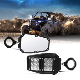 UTV RZR Mirror Offroad Side Rear View Mirrors with LED Spot Light Compatible with Polaris RZR XP 1000 RZR 900 Yamaha Rhino Honda Pioneer Talon Kawasaki Teryx 1.75-2 Inch Roll Bar Cage