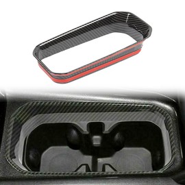 Kacepar Cup Holder Trim Car Center Console Cup Holder Panel Sticker Decoration Interior Trim Compatible with Jeep Compass 2021-2023 Carbon Fiber