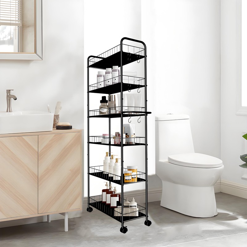 Seadasyoon 6 Tier 10in Slim Rolling Storage Cart with Handle,
