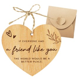 1PCS Wooden Heart Shaped, Best Friend Birthday Gifts, Friendship Gifts for Women, Bestie Gifts, Special Friend Gifts with Kraft Paper Box