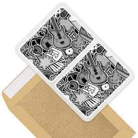 Rectangle Stickers (Set of 2) 10cm - Music Art Guitar Band Headphones Fun Decals for Laptops,Tablets,Luggage,Scrap Booking,Fridges, #42135