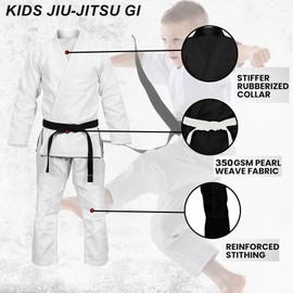 Agile Dragon Kids Brazilian JIU Jitsu GI for Boys and Girls IBJJF Legal BJJ Lightweight Soft Preshrunk Grappling Children (White, M00)