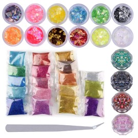 DERJDISF Glitter - 31 Piece Glitter Set, Versatile Set for Glitter Crafts, Nail Art and Cosmetics, Fine and Coarse Glitter Ideal for Nails, Crafts and Resin Moulds
