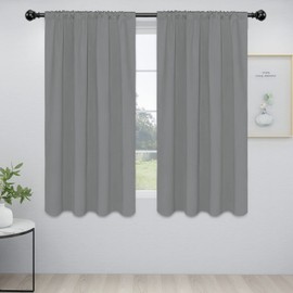 Easy-Going Rod Pocket Blackout Curtains for Bedroom, Room Darkening Window Curtains for Living Room, Thermal Insulated Noise Reduction Solid Window Drapes, 2 Panels(42x63 in, Light Gray)
