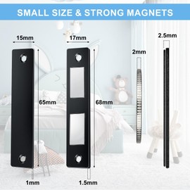 Romon Magnetic Catch Magnets for Cabinet Doors, Pack of 2 Ultra Thin Door Magnets Cupboard Magnets Strong Door Closer Double Magnets Wardrobe Magnetic Closure for Furniture Cabinet Door Closing, Black