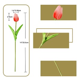 ONLY ART 20pcs Coral Artificial Tulip Flowers with Soft Latex Materials for Home & Kitchen Decoration New Year Spring