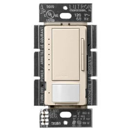 Lutron Maestro Motion Sensor Dimmer Switch for Bathroom, Garage, Laundry Room, and Closet, Occupancy and Vacancy Sensor, Single-Pole/Multi-Location, No Neutral Req, MSCL-OP153M-LA, Light Almond