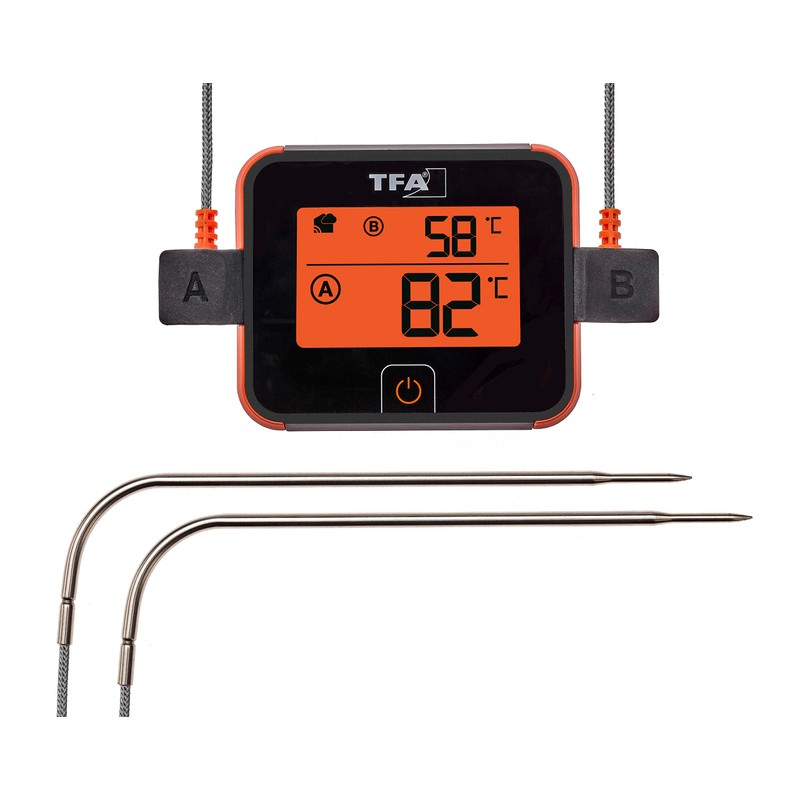 TFA Dostmann BBQ Thermometer Transmitter View, 14.1514.10, 2 Temperature Sensors