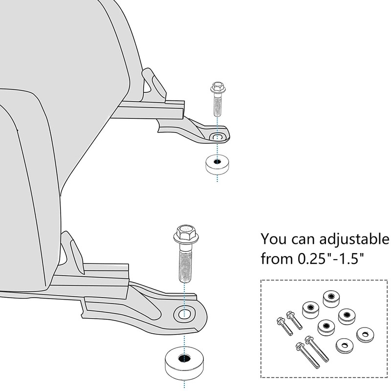 Premium Solid Front Seat Spacer, 0.25" to 1.5" Adjustable Seat