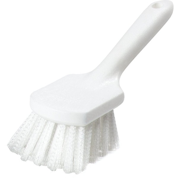 SPARTA 4054500 Polyester Utility Scrub Brush, Scrub Brush, Cleaning Brush With Hanging Hole For Kitchen, Restaurant, Home , 8 X 3 Inches, White