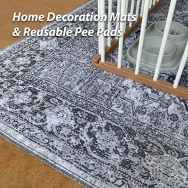 nunubaby Washable Pee Pads for Dogs, Stylish, Non-Slip and Leak-Proof Pee Pads. Reusable Potty Pads for Dogs for Crates and Floors.(Gray/Geo, 18" x24" )