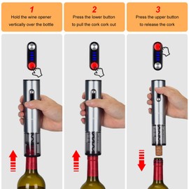 Yomety Electric Wine Opener With Base, Rechargeable Bottle Opener With 2-in-1 Aerator & Pourer, Foil Cutter, 2 Stoppers - Accessories Gifts for Wine Lovers