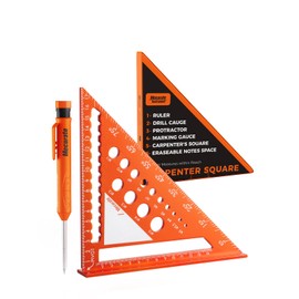 Mecurate Metric Aluminum Alloy Rafter Square (18cm) with 2-in-1 Carpentry Pencil - Durable Measuring and Marking Tool for Woodworking, Construction, and DIY Projects