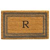 Calloway Mills 153021830R Periwinkle Border Monogram Doormat, (Letter R), 18"