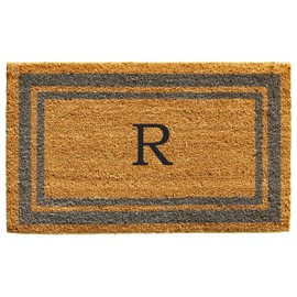 Calloway Mills 153021830R Periwinkle Border Monogram Doormat, (Letter R), 18" x 30"