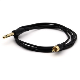 LOKEKE Tattoo Clip Cable, Gold-Plated OD3.5MM 6.35MM to RCA Male to Male Tattoo Clip Machine Connector Power Cable Cord for Tattoo, 5.9FT(M to M, Black)