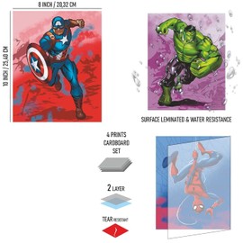 Batuba Design Superhero - Boys Wall Decor Poster Prints, Set of 4 (8X10), Multicolor