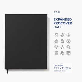 Vela Sciences Advanced S7-D Expanded ProCover Lab Notebook, 9.25 x 11.75 in (23.5 x 30 cm), 144 Pages, Black Synthetic Leather, Permanent Bound, 70lb Heavyweight Paper (1-Pack, Dot+)