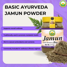 BASIC AYURVEDA Jamun Powder – 7.05 Oz (200g) | Indian BlackBerry Fruit Powder | Vegan & Gluten-Free